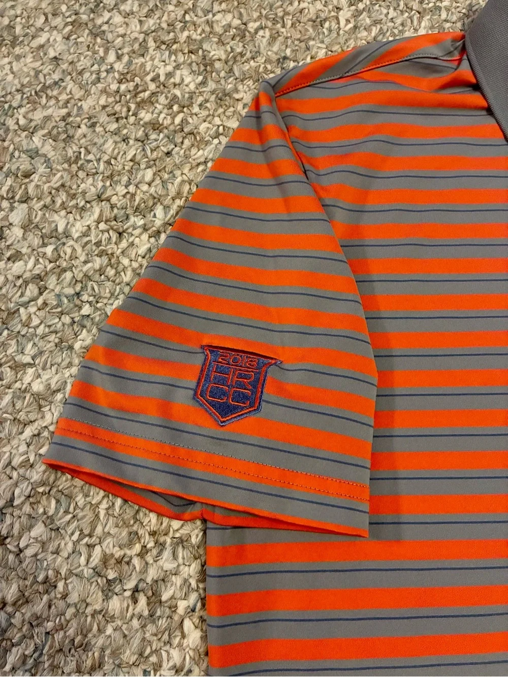 adidas Men’s Orange & Gray Striped Golf Polo